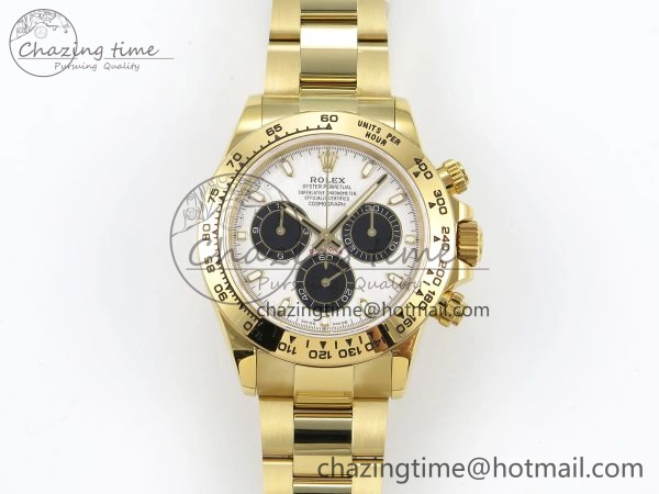 Daytona 116508 QF 1:1 Best Edition White Black Dial on YG Bracelet SH4130 V3 (Gain Weight)