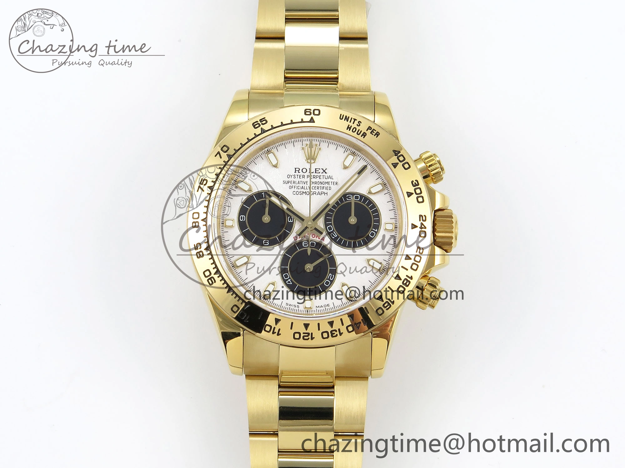 Daytona 116508 QF 1:1 Best Edition White Black Dial on YG Bracelet SH4130 V3 (Gain Weight)