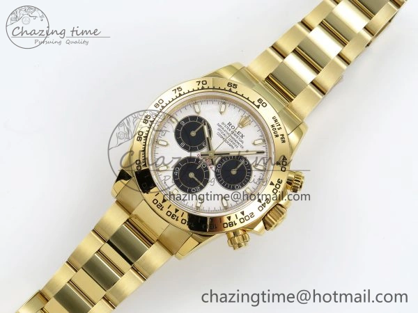 Daytona 116508 QF 1:1 Best Edition White Black Dial on YG Bracelet SH4130 V3 (Gain Weight)
