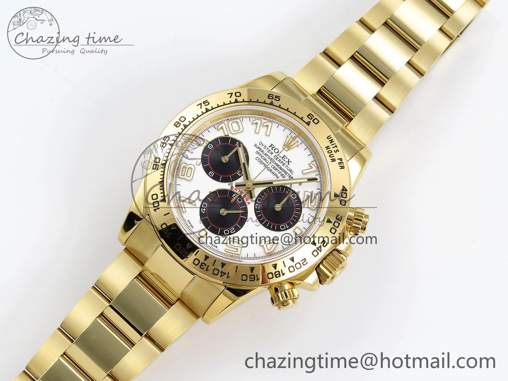 Daytona 116508 QF 1:1 Best Edition White Black Numeral Dial on YG Bracelet SH4130 V3 (Gain Weight)