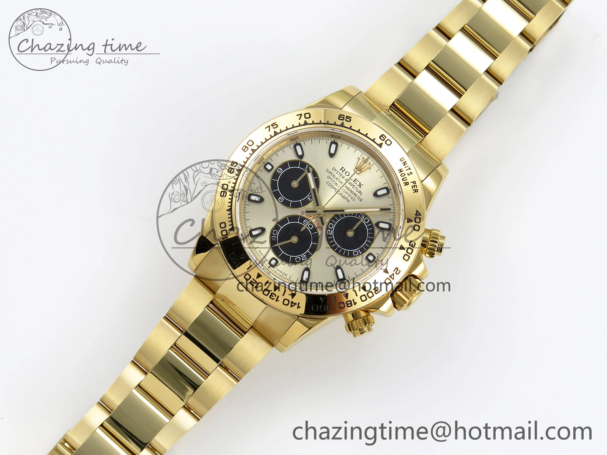 Daytona 116508 QF 1:1 Best Edition YG Black Dial on YG Bracelet SH4130 V3 (Gain Weight)