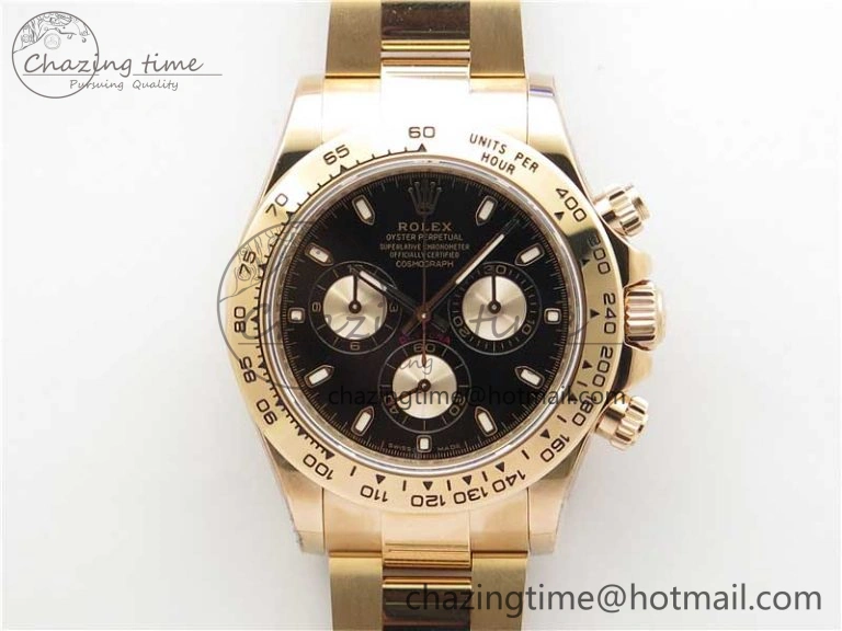 Daytona 116508 RG Noob 1:1 Best Edition 904L SS Case and Bracelet Black Dial SA4130