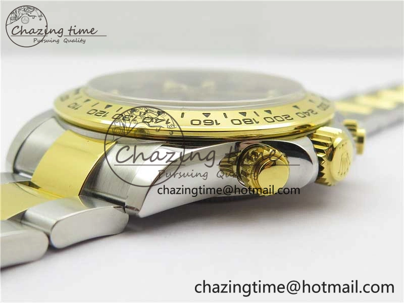Daytona 116508 SS YG Noob 1:1 Best Edition 904L SS YG Case and Bracelet Black Crystal Dial SA4130