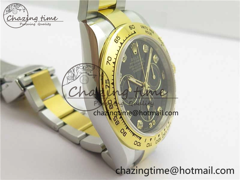 Daytona 116508 SS YG Noob 1:1 Best Edition 904L SS YG Case and Bracelet Black Crystal Dial SA4130