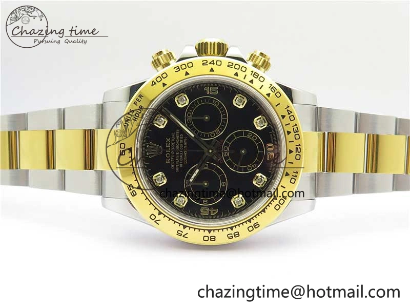 Daytona 116508 SS YG Noob 1:1 Best Edition 904L SS YG Case and Bracelet Black Crystal Dial SA4130