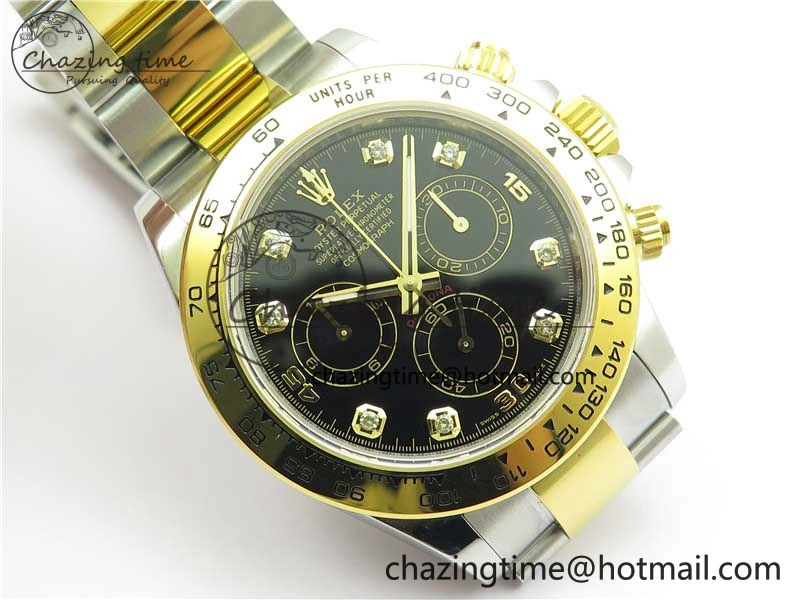 Daytona 116508 SS YG Noob 1:1 Best Edition 904L SS YG Case and Bracelet Black Crystal Dial SA4130