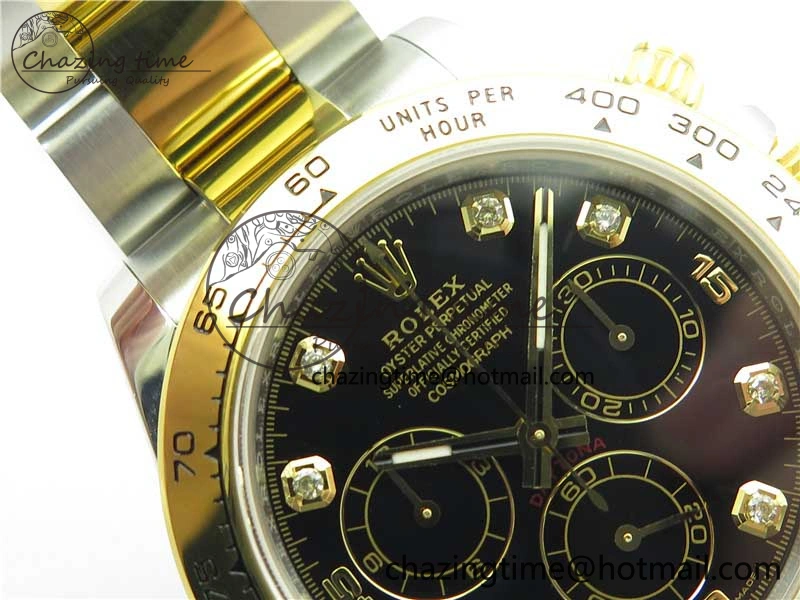 Daytona 116508 SS YG Noob 1:1 Best Edition 904L SS YG Case and Bracelet Black Crystal Dial SA4130