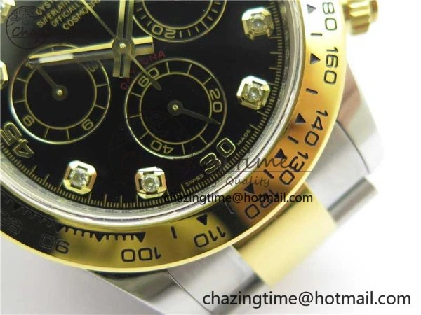 Daytona 116508 SS YG Noob 1:1 Best Edition 904L SS YG Case and Bracelet Black Crystal Dial SA4130