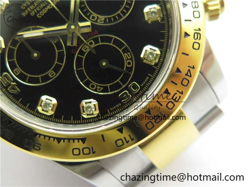 Daytona 116508 SS YG Noob 1:1 Best Edition 904L SS YG Case and Bracelet Black Crystal Dial SA4130