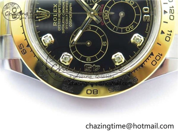 Daytona 116508 SS YG Noob 1:1 Best Edition 904L SS YG Case and Bracelet Black Crystal Dial SA4130