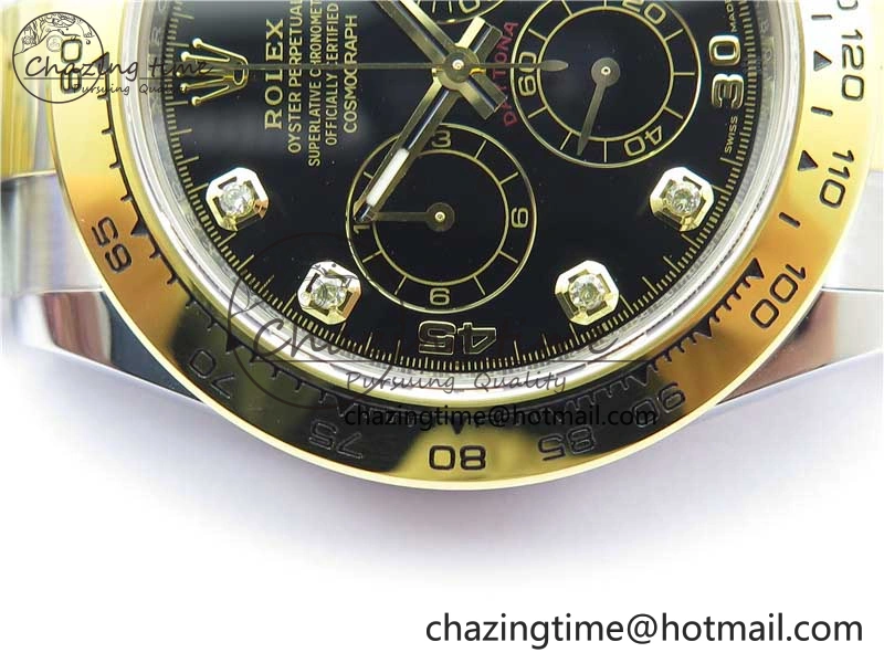 Daytona 116508 SS YG Noob 1:1 Best Edition 904L SS YG Case and Bracelet Black Crystal Dial SA4130