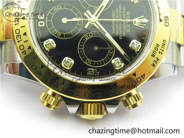 Daytona 116508 SS YG Noob 1:1 Best Edition 904L SS YG Case and Bracelet Black Crystal Dial SA4130