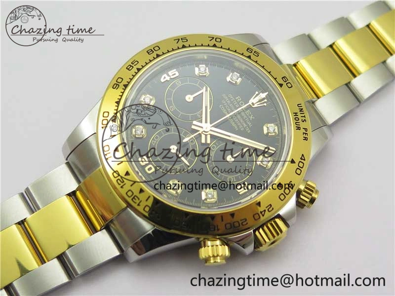 Daytona 116508 SS YG Noob 1:1 Best Edition 904L SS YG Case and Bracelet Black Crystal Dial SA4130