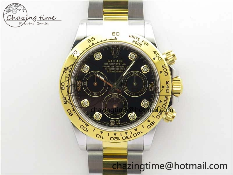 Daytona 116508 SS YG Noob 1:1 Best Edition 904L SS YG Case and Bracelet Black Crystal Dial SA4130