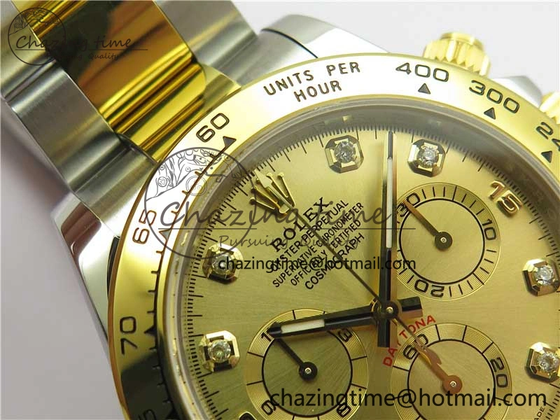 Daytona 116508 SS YG Noob 1:1 Best Edition 904L SS YG Case and Bracelet YG Crystal Dial SA4130