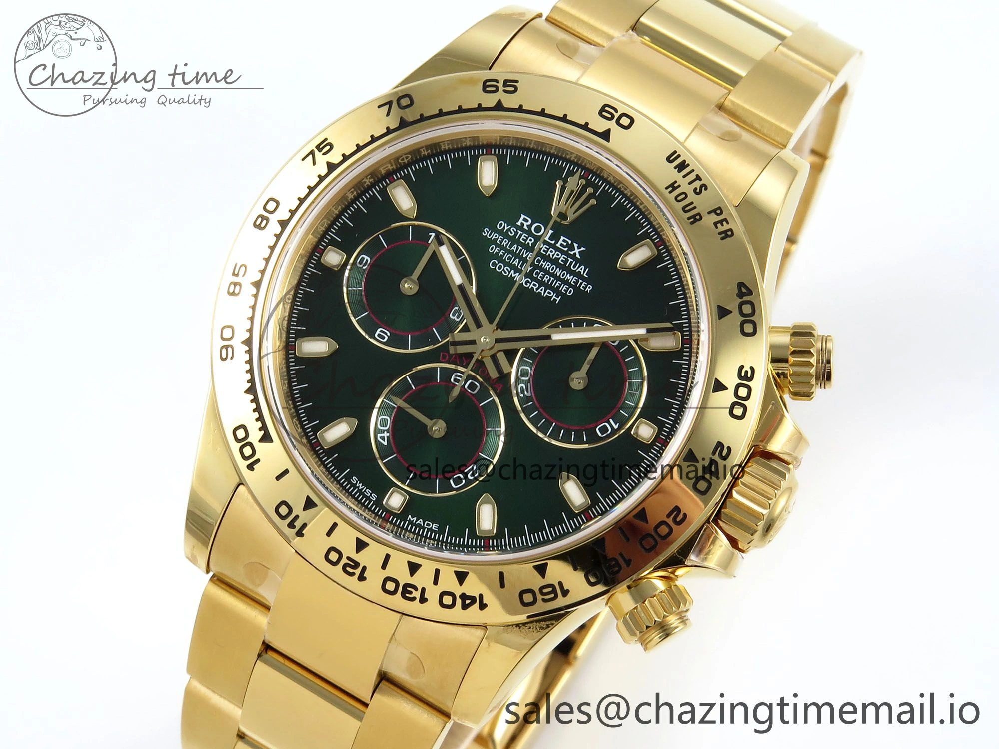Daytona 116508 VSF 1:1 Best Edition Green Dial Steel 904L on YG Bracelet DD4130