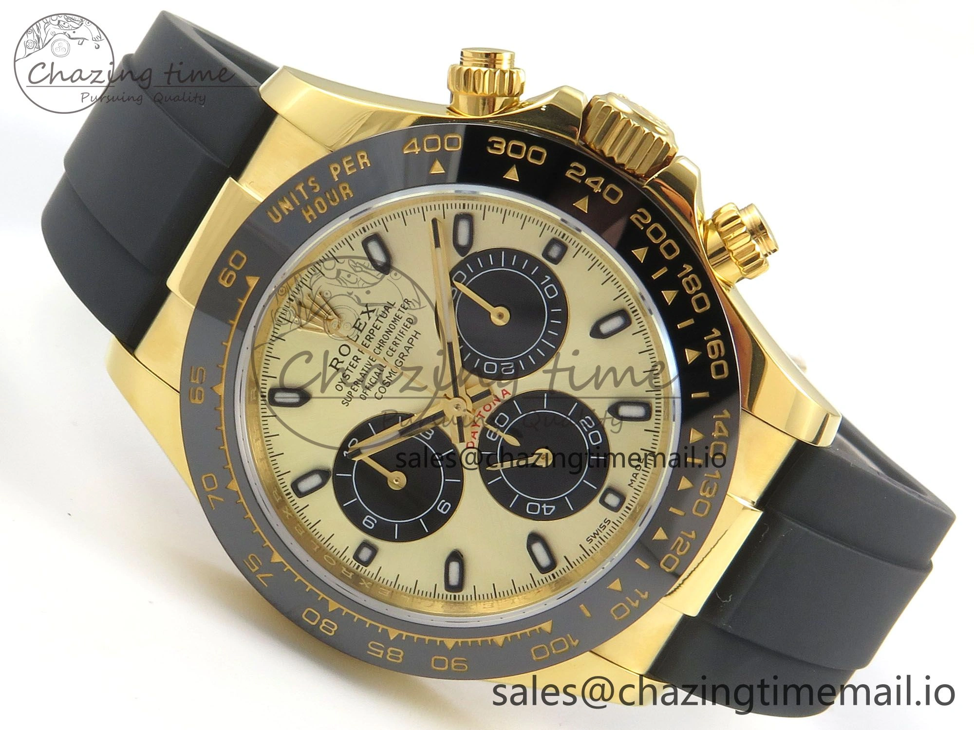 Daytona 116508 YG 3CF 1:1 Best Edition Black Bezel YG Black Dial on Oysterflex Strap SH4130 V2(Mod Version)