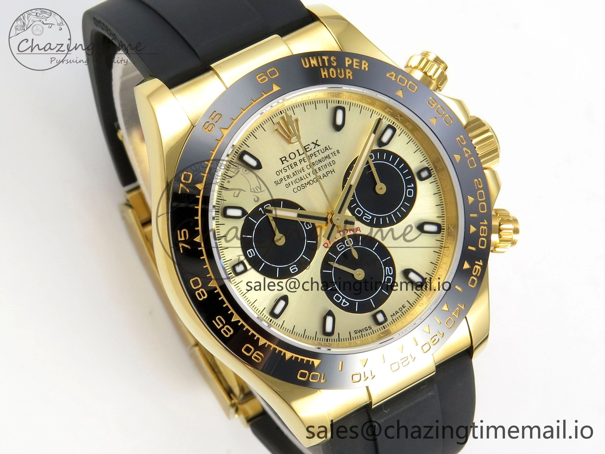 Daytona 116508 YG 3CF 1:1 Best Edition Black Bezel YG Black Dial on Oysterflex Strap SH4130 V2(Mod Version)