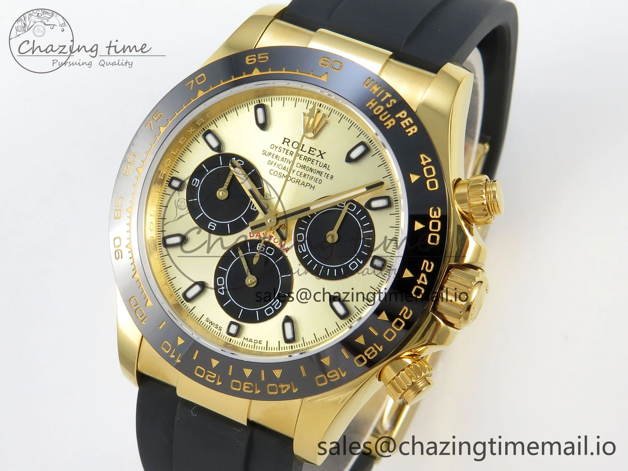 Daytona 116508 YG 3CF 1:1 Best Edition Black Bezel YG Black Dial on Oysterflex Strap SH4130 V2(Mod Version)