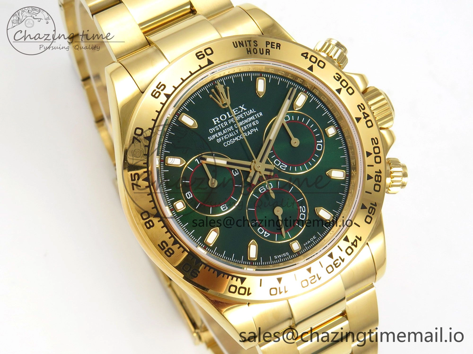 Daytona 116508 YG 3CF 1:1 Best Edition YG Bezel Green Dial on YG Bracelet SH4130 V2(Mod Version)