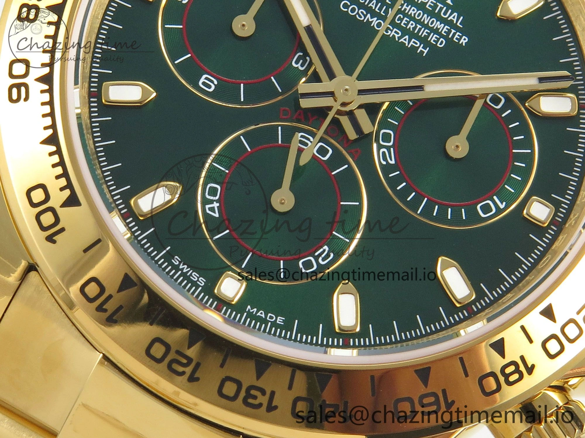 Daytona 116508 YG 3CF 1:1 Best Edition YG Bezel Green Dial on YG Bracelet SH4130 V2(Mod Version)