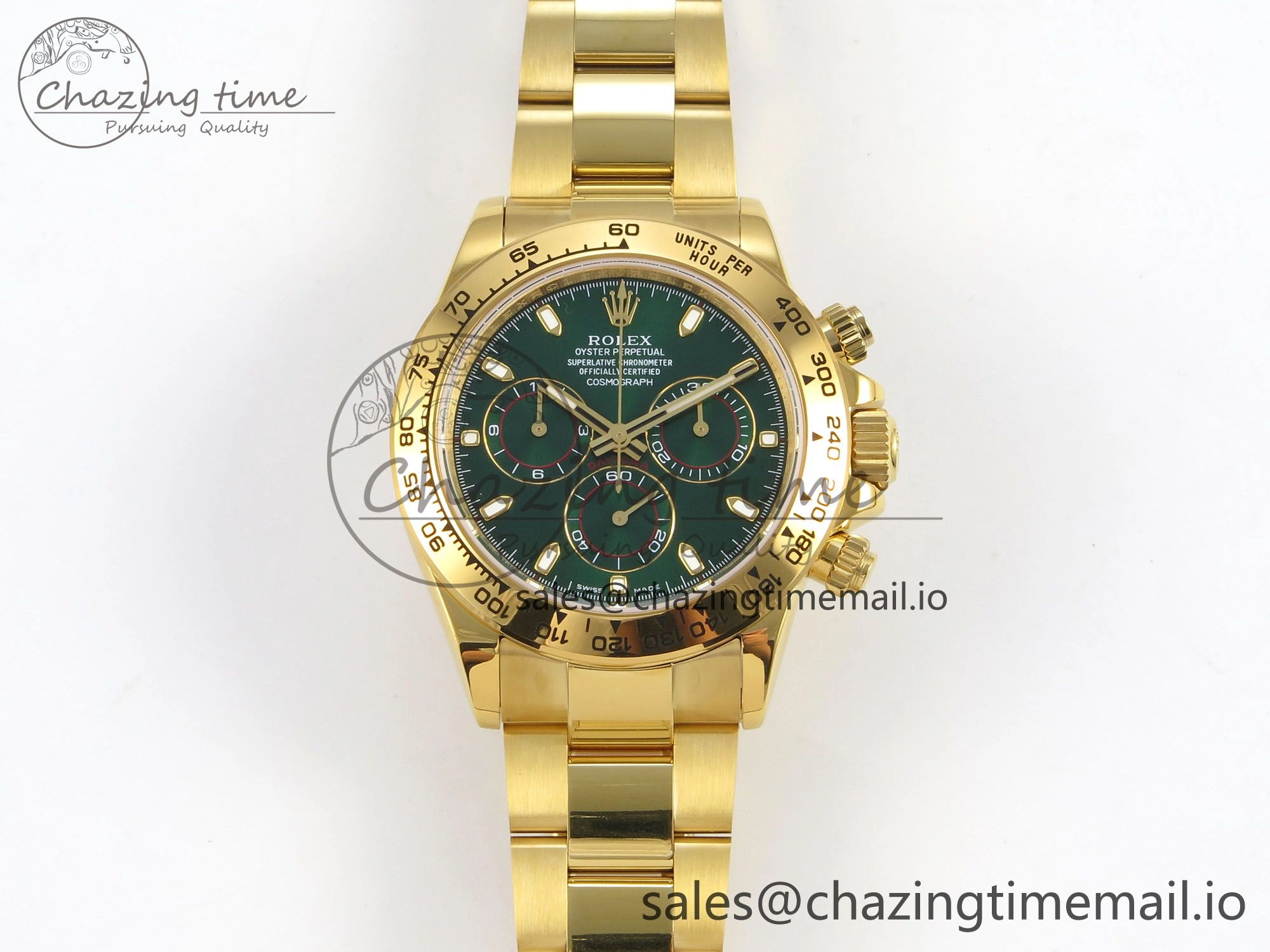 Daytona 116508 YG 3CF 1:1 Best Edition YG Bezel Green Dial on YG Bracelet SH4130 V2(Mod Version)