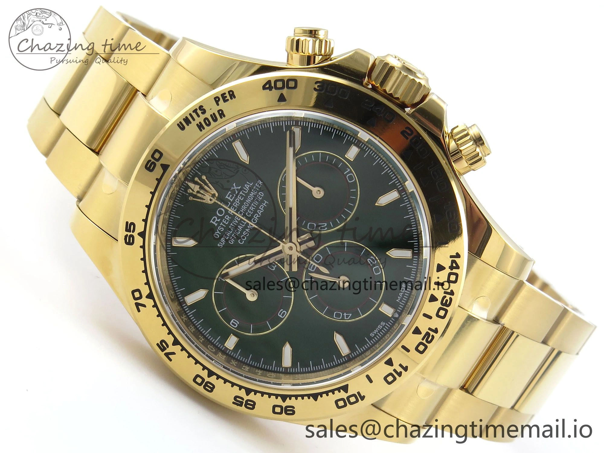 Daytona 116508 YG EWEF 1:1 Best Edition 904L Steel YG Bezel Green Dial on YG Bracelet SH4131