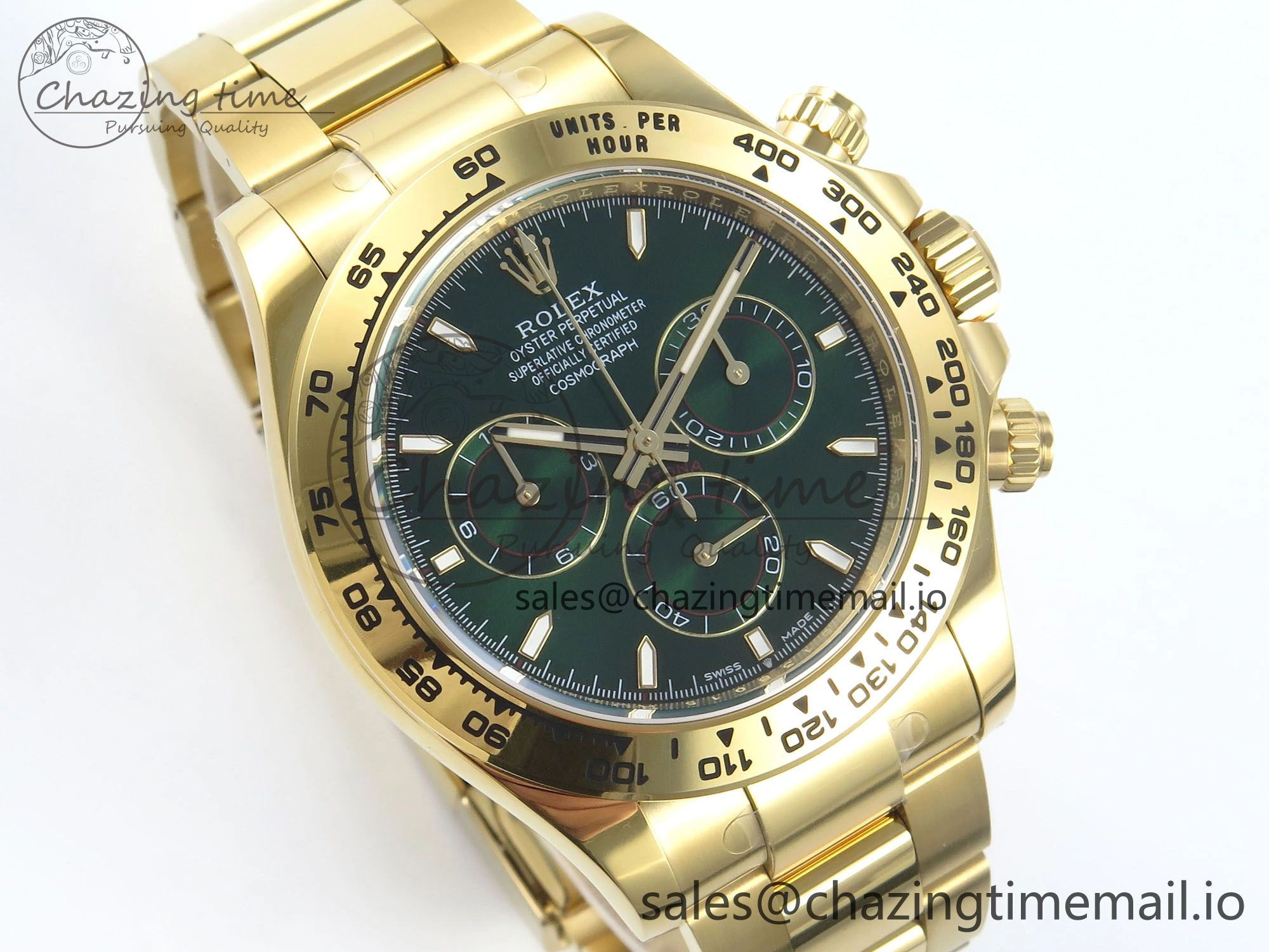 Daytona 116508 YG EWEF 1:1 Best Edition 904L Steel YG Bezel Green Dial on YG Bracelet SH4131