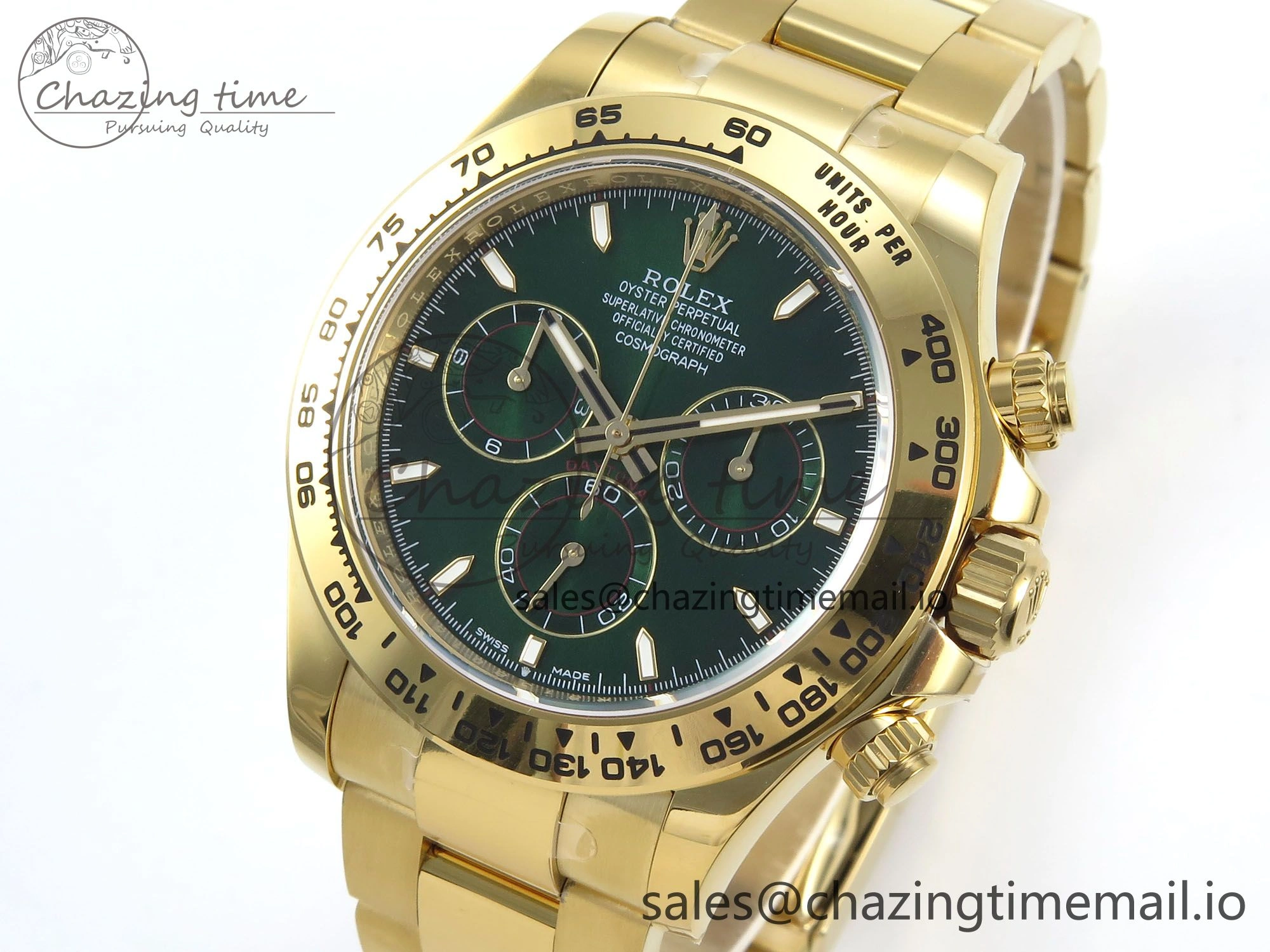 Daytona 116508 YG EWEF 1:1 Best Edition 904L Steel YG Bezel Green Dial on YG Bracelet SH4131