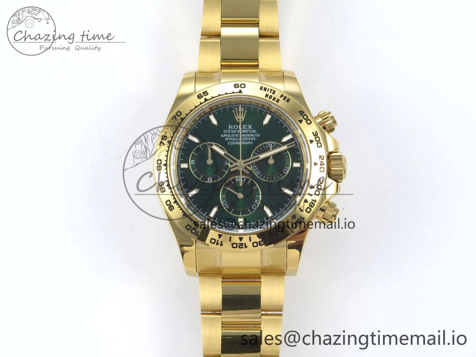 Daytona 116508 YG EWEF 1:1 Best Edition 904L Steel YG Bezel Green Dial on YG Bracelet SH4131