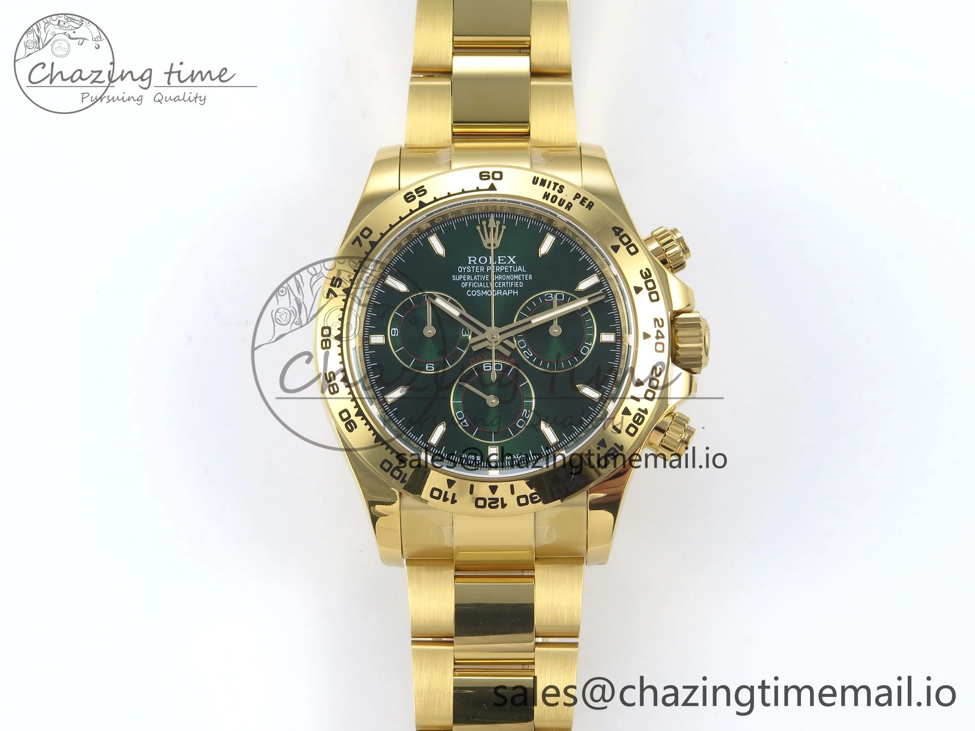 Daytona 116508 YG EWEF 1:1 Best Edition 904L Steel YG Bezel Green Dial on YG Bracelet SH4131
