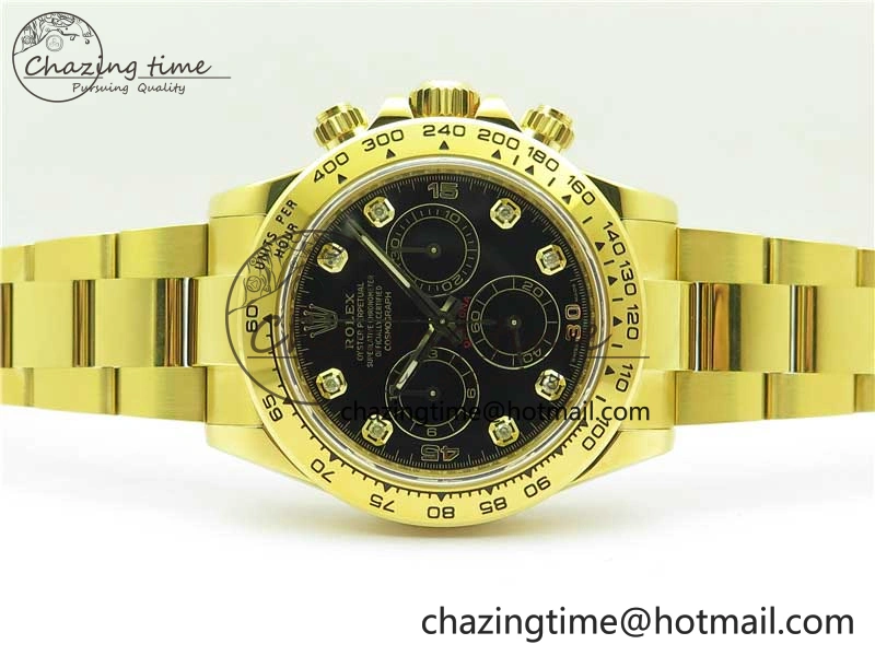 Daytona 116508 YG Noob 1:1 Best Edition 904L YG Case and Bracelet Black Crystal Dial SA4130