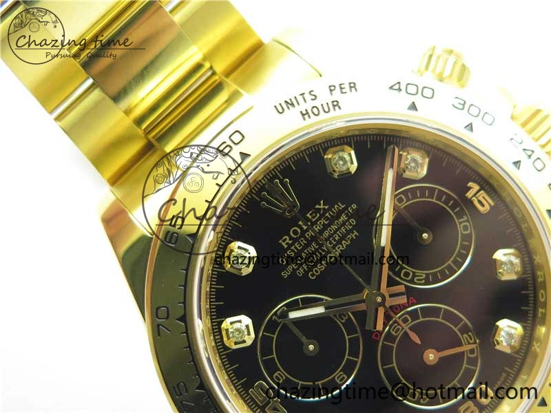 Daytona 116508 YG Noob 1:1 Best Edition 904L YG Case and Bracelet Black Crystal Dial SA4130