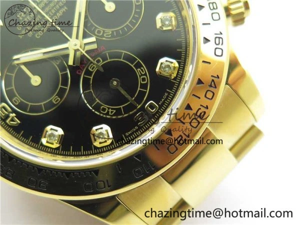 Daytona 116508 YG Noob 1:1 Best Edition 904L YG Case and Bracelet Black Crystal Dial SA4130
