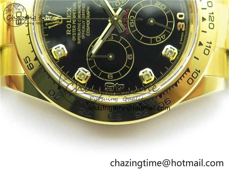 Daytona 116508 YG Noob 1:1 Best Edition 904L YG Case and Bracelet Black Crystal Dial SA4130