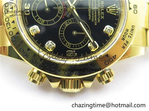 Daytona 116508 YG Noob 1:1 Best Edition 904L YG Case and Bracelet Black Crystal Dial SA4130