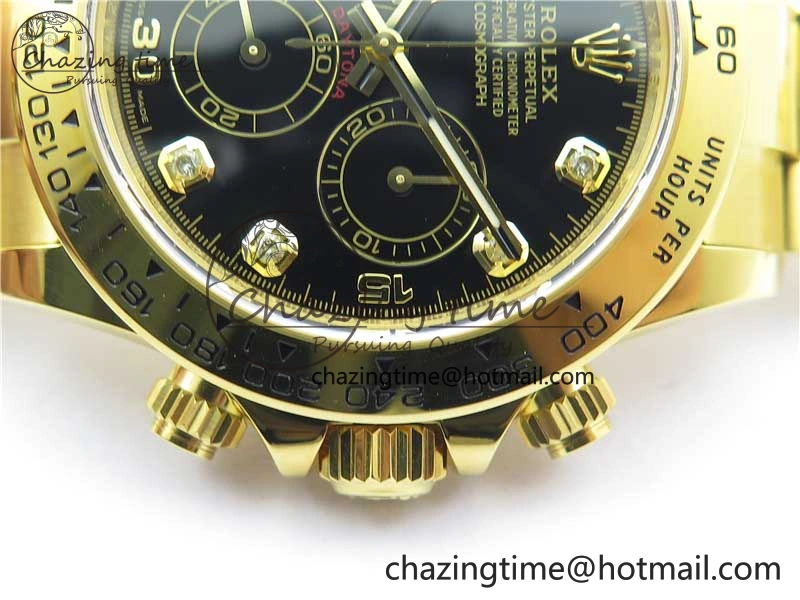 Daytona 116508 YG Noob 1:1 Best Edition 904L YG Case and Bracelet Black Crystal Dial SA4130