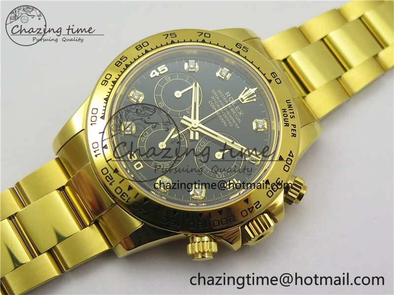 Daytona 116508 YG Noob 1:1 Best Edition 904L YG Case and Bracelet Black Crystal Dial SA4130