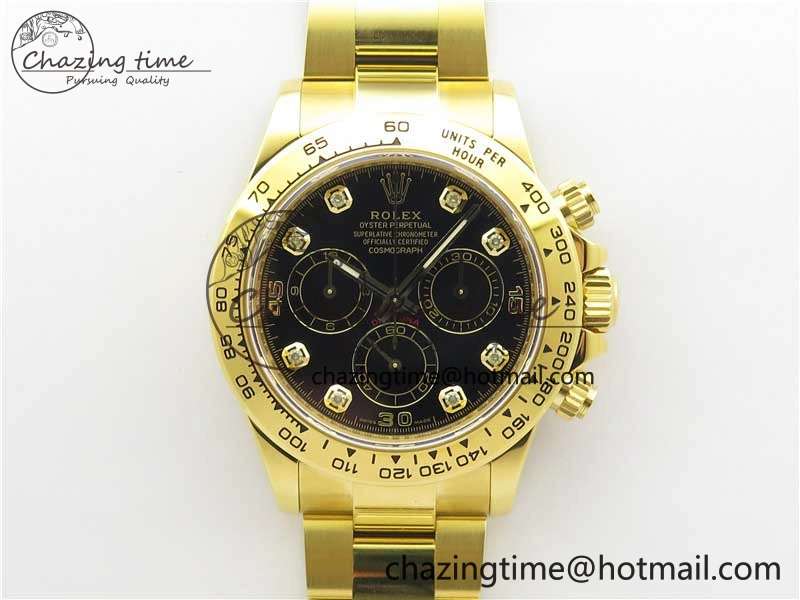 Daytona 116508 YG Noob 1:1 Best Edition 904L YG Case and Bracelet Black Crystal Dial SA4130