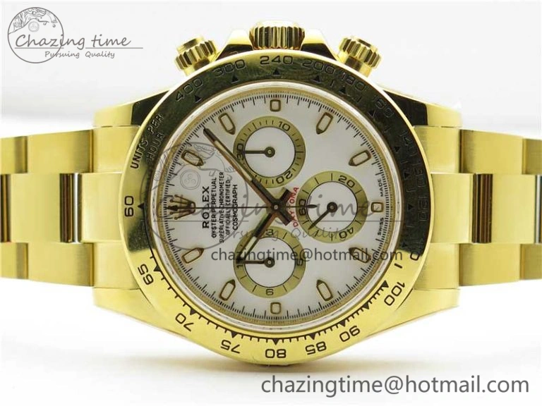 Daytona 116508 YG Noob 1:1 Best Edition 904L YG Case and Bracelet White Dial SA4130 V3