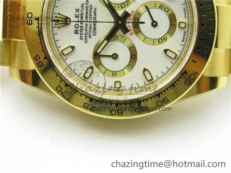 Daytona 116508 YG Noob 1:1 Best Edition 904L YG Case and Bracelet White Dial SA4130 V3