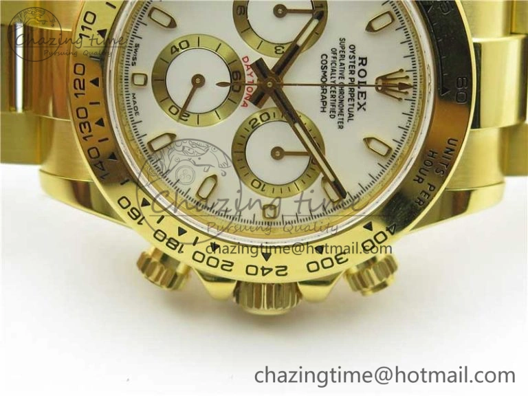 Daytona 116508 YG Noob 1:1 Best Edition 904L YG Case and Bracelet White Dial SA4130 V3