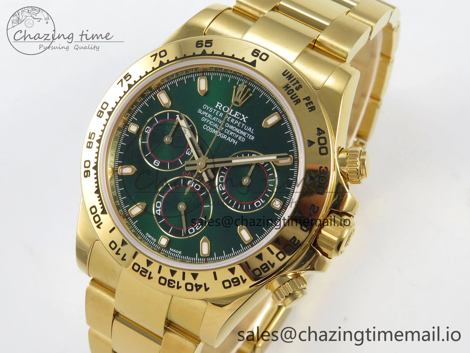 Daytona 116508 ZF 1:1 Best Edition Green Dial on YG Bracelet SH4130 (Gain Weight)