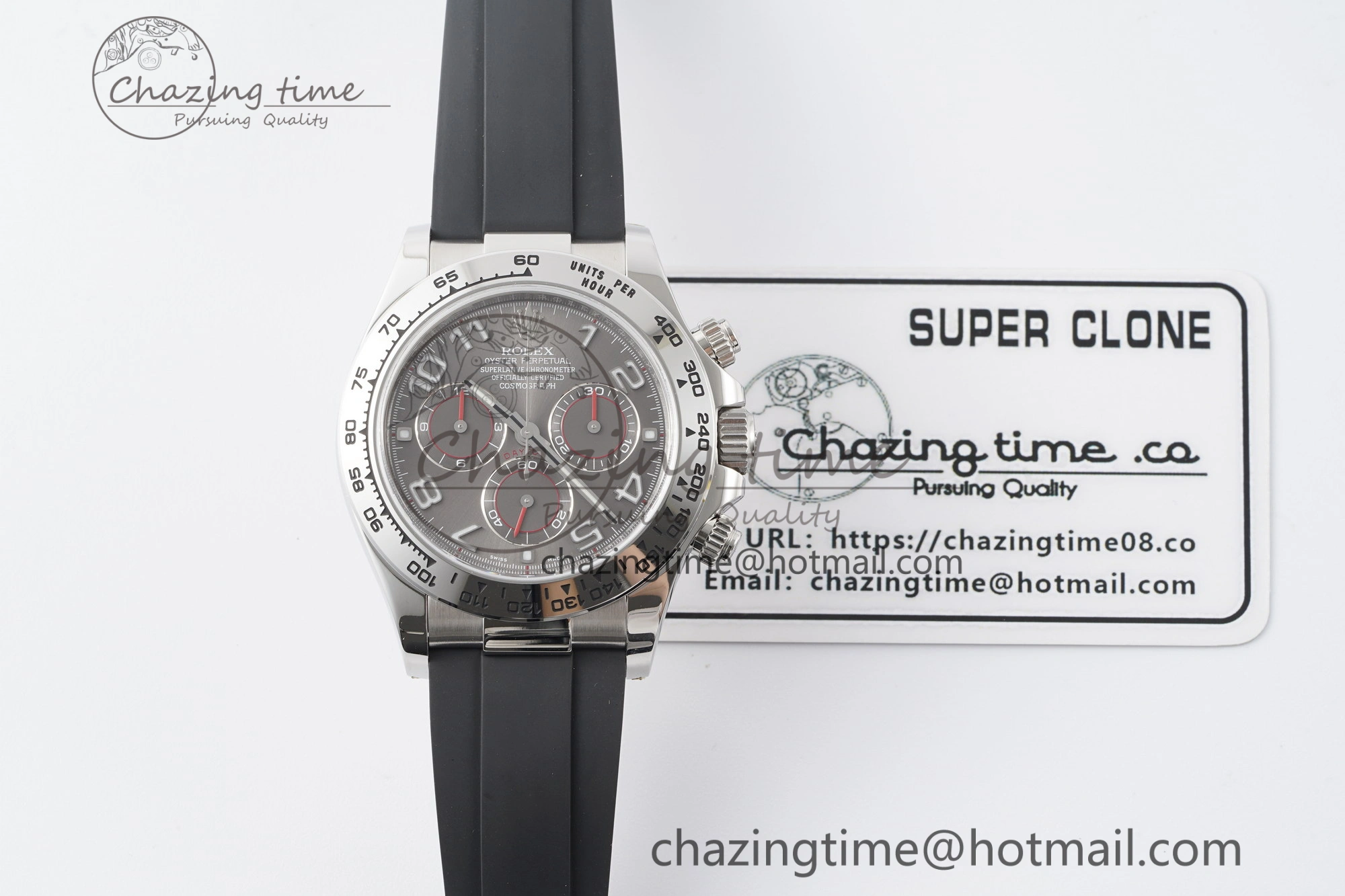 Daytona 116509 Clean 1:1 Best Edition 904L SS Case Gray Dial on Rubber Strap SA4130 V2