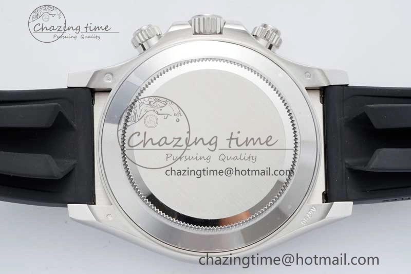 Daytona 116509 Clean 1:1 Best Edition 904L SS Case Silver Black Dial on Rubber Strap SA4130 V2