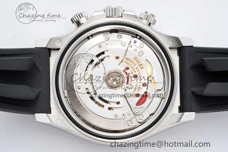 Daytona 116509 Clean 1:1 Best Edition 904L SS Case Silver Black Dial on Rubber Strap SA4130 V2