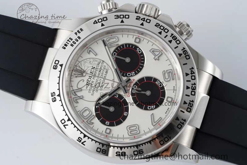 Daytona 116509 Clean 1:1 Best Edition 904L SS Case Silver Black Dial on Rubber Strap SA4130 V2