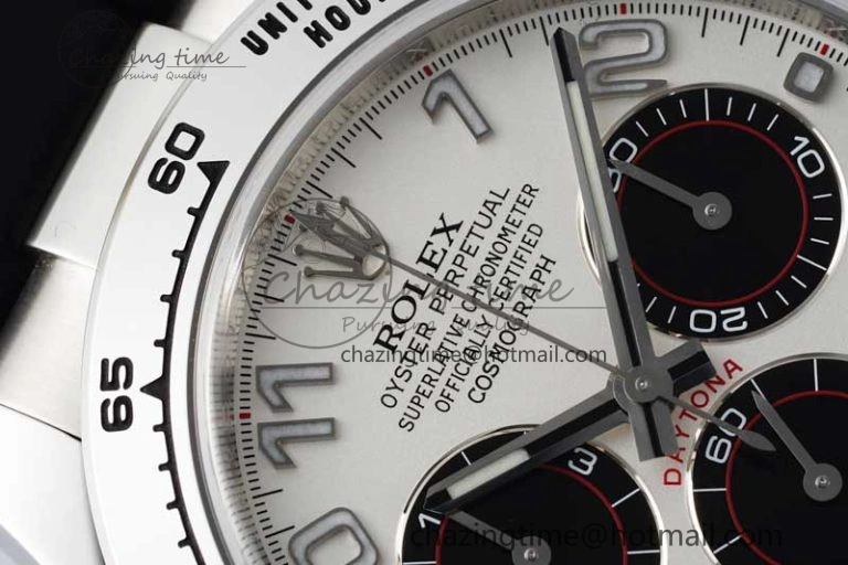 Daytona 116509 Clean 1:1 Best Edition 904L SS Case Silver Black Dial on Rubber Strap SA4130 V2
