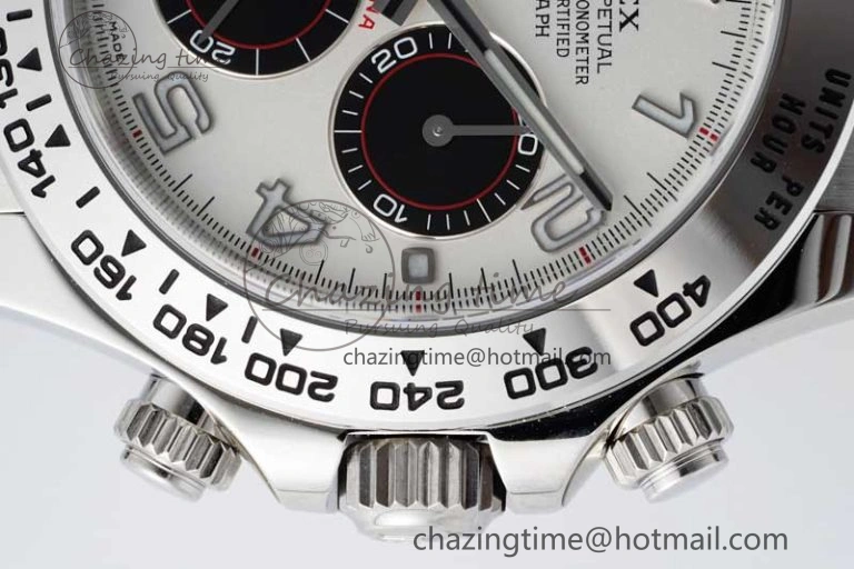 Daytona 116509 Clean 1:1 Best Edition 904L SS Case Silver Black Dial on Rubber Strap SA4130 V2