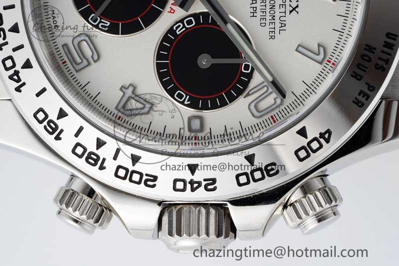 Daytona 116509 Clean 1:1 Best Edition 904L SS Case Silver Black Dial on Rubber Strap SA4130 V2